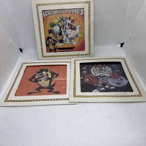 Vintage Looney Tunes, Taz, Dallas Cowboys Carnival Prizes Glass Lot Of 3